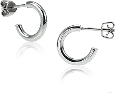 TGNEL Titanium Earrings Hoops Open C Titanium Hoops for Women 9mm-50mm, Small/Big Lightweight Round Surgical Grade Titanium Earrings Hypoallergenic for Sensitive Ear