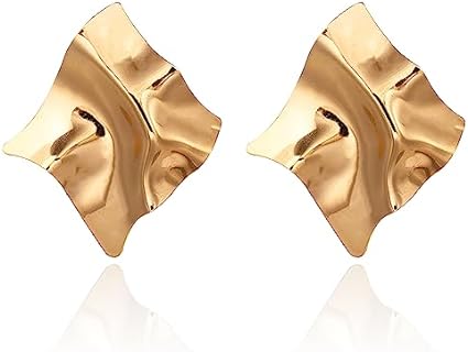 Irregular Geometric Texture Earrings Folds Simple Modern Dangle Earrings Creative Irregular Mirror Temperament Earrings for Women Gifts