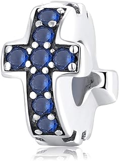 FAEFASH Cross Spacer Rubber Charm Stopper Spacer Bead 925 Sterling Silver fit Pandora Style Charm Bracelets
