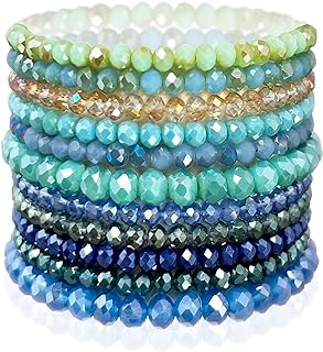 CATCHY & CRAFTY Bracelet Crystal Stretch Stackable Layering Colorful Statement Bracelets Women Glass Beaded Boho Friendship Mothers Day Gift