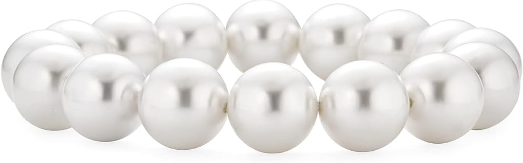 No-Clasp Multi Strand Simulated Pearl Bead Bracelet+No Chain Type+For Women and Teens+Ball Bead Stackable Design