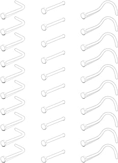 Zolure Clear Piercing Retainer Jewelry Clear Nose Studs Rings Clear Septum Lip Cartilage Tongue Rook Daith Ear Industrial Nipple Belly Piercing Jewelry for Work Surgery