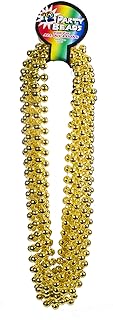 Gold Bead Necklace with Beaded Chain - Pack of 12 - Festive Mardi Gras Accessory for Women and Girls - Windy City Novelties Radiant 33" Chain