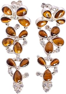 Ravishing Impressions Tiger Eye Gemstone 925 Solid Sterling Silver Stud Earrings Pretty looking Designer Jewelry Gift For Her