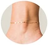 Dainty Ankle Bracelets for Women, 18K Gold Plated Satellite Beaded Herringbone Chain Anklets Simple Lip Chain Anklet Minimalist Summer Beach Foot Jewelry Christmas Gifts for Girls