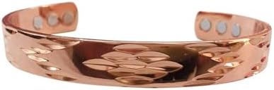 Copper Bracelet for Women Men Vintage Flower pattern Wristband Therapy Cuff Bangle Bracelet for Spiritual Healing Jewelry