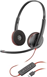Casque Micro POLY Blackwire 3220 Filaire Extra-Auriculaire avec Suppression Active du Bruit et Connectivité USB-C/USB-A, Parfait pour Teams et Zoom