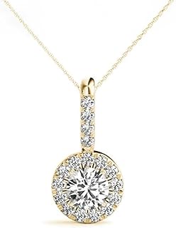 Rose Gold Diamond Halo Pendant Necklace with Lab-grown Solitaire Diamond in Box Chain for Women, Elegance Shaped Design