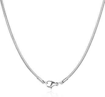 Adabele 304 Grade Surgical Stainless Steel 1.5mm 2mm Round Snake Chain Necklace 16 Inch to 22 Inch Tarnish Resistant Hypoallergenic Women Men Jewelry
