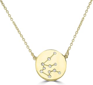 Womens or Girls Zodiac Sterling Silver and Gold Plated Crystal Pendant Necklace With 16 Inch Cable Chain Birthmonth Pendant - Jewelry Gift for her