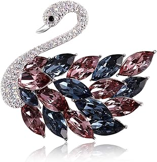 Rhinestone & Crystal Swan Brooch with Pin Clasp & Cubic Zirconia Accents for Women, Girls & Ladies - Elegant Swan Design Jewelry