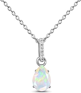 Moon Magic Authentic Opal Necklace with Durable Cable Chain for Women, Rhodium Plated Sterling Silver Design