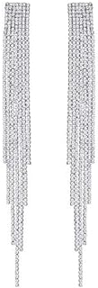 mecresh Silver Rhinestone Crystal Bridal Chandelier Long Tassels Dangle Earrings for Wedding