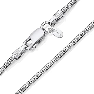 Amberta Collier Serpent en Argent Sterling 925 pour Femme, Longueur 50 cm, Finition Brillante et Résistante au Ternissement, Idéal pour Toutes Occasions et Tenues Élégantes
