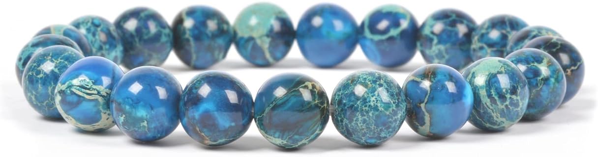 Unisex Justinstones 10mm Round Bead Bracelet with High-Quality Semi Precious Gemstone & Bead Chain Design