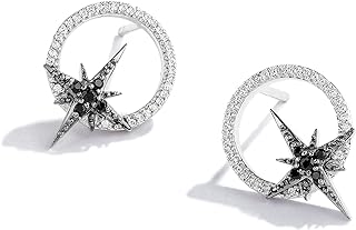 Jewelili Star Wars™ Fine Jewelry Guardians Of Light Women's Studs 1/6 Ct.Tw. Black and White Diamonds Silver and Black Rhodium