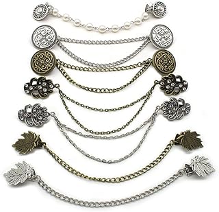 Alloy Collar Brooch Chain with Pin Clasp for Women and Girls, Retro Dress and Sweater Clip Set by HZYFPOY