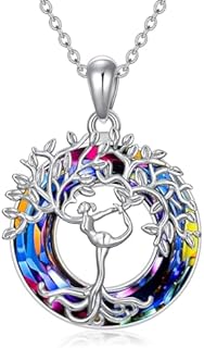 Ballet Dance Crystal/Parents and Children Heart Necklace Sterling Silver Tree of Life Heart Necklace for Women Anniversary Birthday Mother's Day Gift for Women Mother Wife