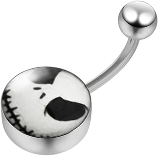 MR.JACK Christmas Surgical Steel Belly Ring with 12MM Logo and 5MM Ball, Hypoallergenic Navel Piercing Jewel