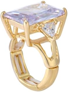 14K Gold Adjustable Engagement Ring with Radiant-Cut Cubic Zirconia for Women - Swanky Design Suitable for Formal and Costume Events