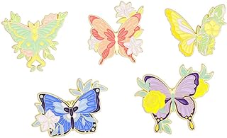Vintage-styled Enamel Butterfly Brooch Pin Set, Durable Alloy and Faux Leather with Distinctive Design, Ideal for Women's Apparel