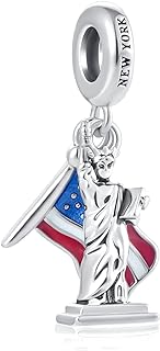 USA Pride & Travel Love: American Flag Statue of Liberty Charm Bead in Durable Copper, Fits Pandora Bracelets