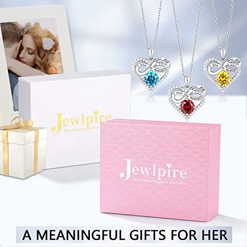 Jewlpire Infinity Heart Necklace for Women 925 Sterling Silver Birthstone Necklace Rose Gold Silver Jewelry for Women, Birthday Anniversary Valentine's Day Christmas Jewelry Gifts for Women Wife Her