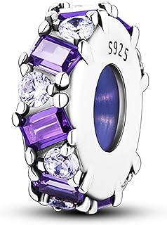 Murano Glass Bead Bracelet with Charming Purple Stopper Clasp, 925 Sterling Silver, Retro Charm Jewelry Gift for Women and Men, Compatible with Most Charm Bracelets and Necklaces