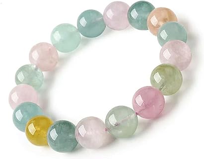 12mm Round Bead, Transparent Natural Morganite Gemstone Bracelet for Men and Women, Handcrafted Crystal Bead Chain Design with No Clasp