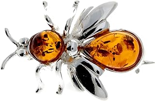 Genuine Baltic Amber & Sterling Silver Exclusive Fly Bee Brooch - M801
