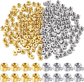 100pcs Crimp Beads for Jewelry Making, Gold Silver Spacer Beads Metal Bead Stopper Crimp Charms for Bracelet Necklace Ends Accessories