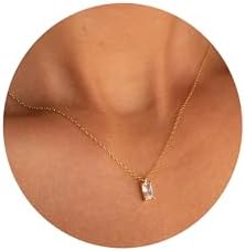 Lobster Clasp Gold-Plated Necklace with Emerald Cut Cubic Zirconia for Women with Karma Flower Petal Heart Pendant Design