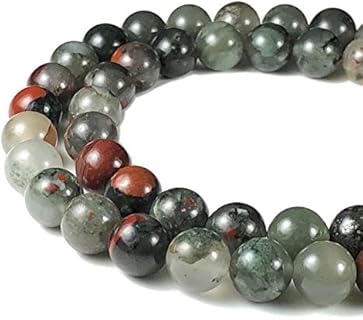 ABCGEMS African Setonite Beads (AKA Blood Stone- Mohs Hardness 7) Healing Chakra Energy Crystal Stone Ideal for Bracelet Necklace Ring DIY Jewelry Making Craft Men Women Smooth Round 8mm