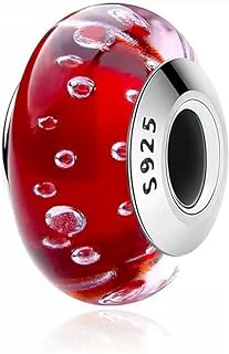 ABAOLA Bubble Murano Glass Charm 925 Sterling Silver Core Fits European Charm Bracelet