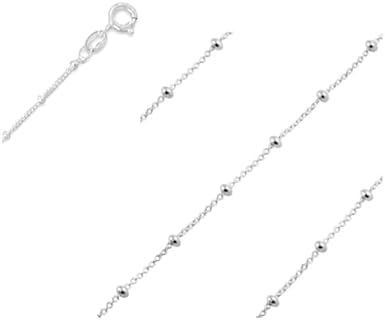 Adabele Authentic Sterling Silver Satellite Beaded Chain Necklace Hypoallergenic Nickel Free Women Cute Dainty Chain Jewelry (16 18 20 22 26 30 Inch)