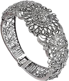 Lobster Claw Clasp, Indian Oxidized Silver Bangle Bracelet, Box Chain Design, Ideal for Women and Girls, Adjustable Fit, No Gemstones