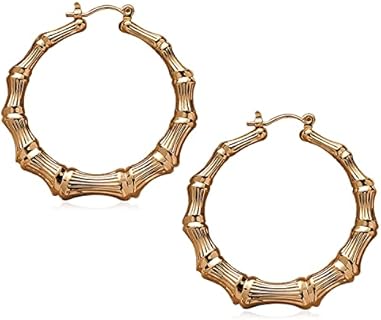 Fashion Large Bamboo Hoop Earrings 80s/ 90s Hip Hop Rapper Earrings For Women Girls