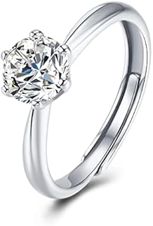 Timeless Elegance Atylyk Moissanite Adjustable Wedding Ring - Classic Solitaire Sterling Silver Engagement Band for Women