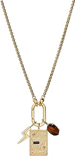 Alex and Ani Yellow Gold Stainless Steel Interchangeable Pendant Necklace with Lobster Clasp and Link Chain featuring Cubic Zirconia