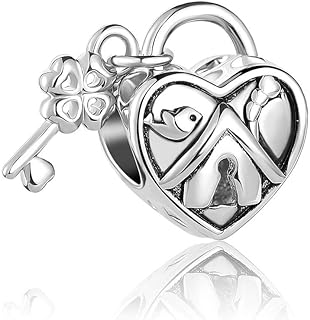 Casa De Novia Love You Lock Charm Key to My Heart Bead fit Pandora Bracelets Necklaces
