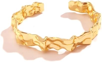 Gold Cuff Bracelets for Women Hammered Textured Cuff Bracelet Adjustable Open Bangle Fashion Jewelry Gifts