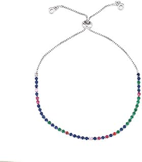 Turkish Blue Evil Eye Cuff Bracelets for Women Girls Cubic Zirconia Chain Adjustable Slide Beads Layered Sparkly CZ Satellite Boho Holiday Protection Lucky Gifts Birthday BFF Mother Girlfriend