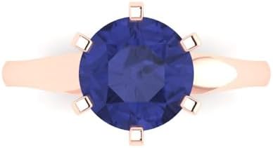 Clara Pucci 2.5Ct Tanzanite Solitaire Ring in 14k Rose Gold - Round Cut Gemstone Engagement Ring for Her - Graceful Design