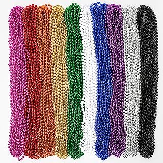 EOBOH's 100PCS Mardi Gras Plastic Bead Necklace in Metalic Color with Assorted Shapes for Party Goers - Multi-Colored Accessory for Festival Parades, Celebrations
