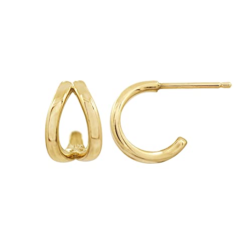 Amazon Essentials 14K Gold or Rhodium Plated Split Hoops
