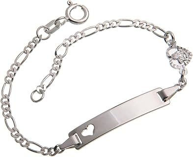 Silberketten-Store 925 Silber Baby- und Kinder-Armband, 11-16 cm lang, mit Herz- und Engel-Anhänger, nickelfrei und inklusive Gravur und Geschenkverpackung, perfekt für Neugeborene