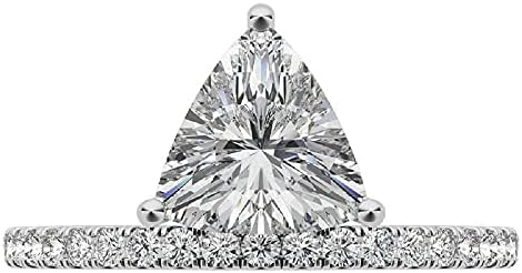 1.75 Carat Trillion Moissanite Engagement Ring Wedding Eternity Band Vintage Solitaire Halo Setting Silver Jewelry Anniversary Promise Vintage Ring Gift for Her