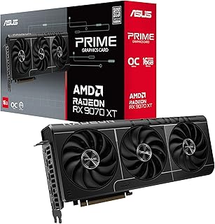 ASUS Prime Radeon RX 9070 XT OC Edition con 16GB de RAM, Axial-tech y Cojinetes de Doble Bola, Ideal para Oficina y Juegos Silenciosos
