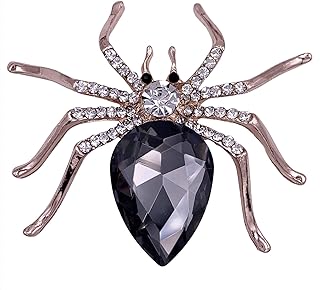 SELOVO Spider Scarf Brooch Pin Broach Crystal Jewelry Rose Gold Tone