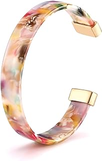 Open Cuff Bracelet Statement Acrylic Resin Lucite Cuff Bracelet Minimalist Tortoise Shell Bangles Bracelet Adjustable Lightweight Bangle